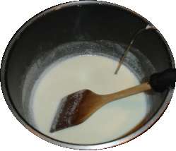 Heat the milk, sugar and powdered milk